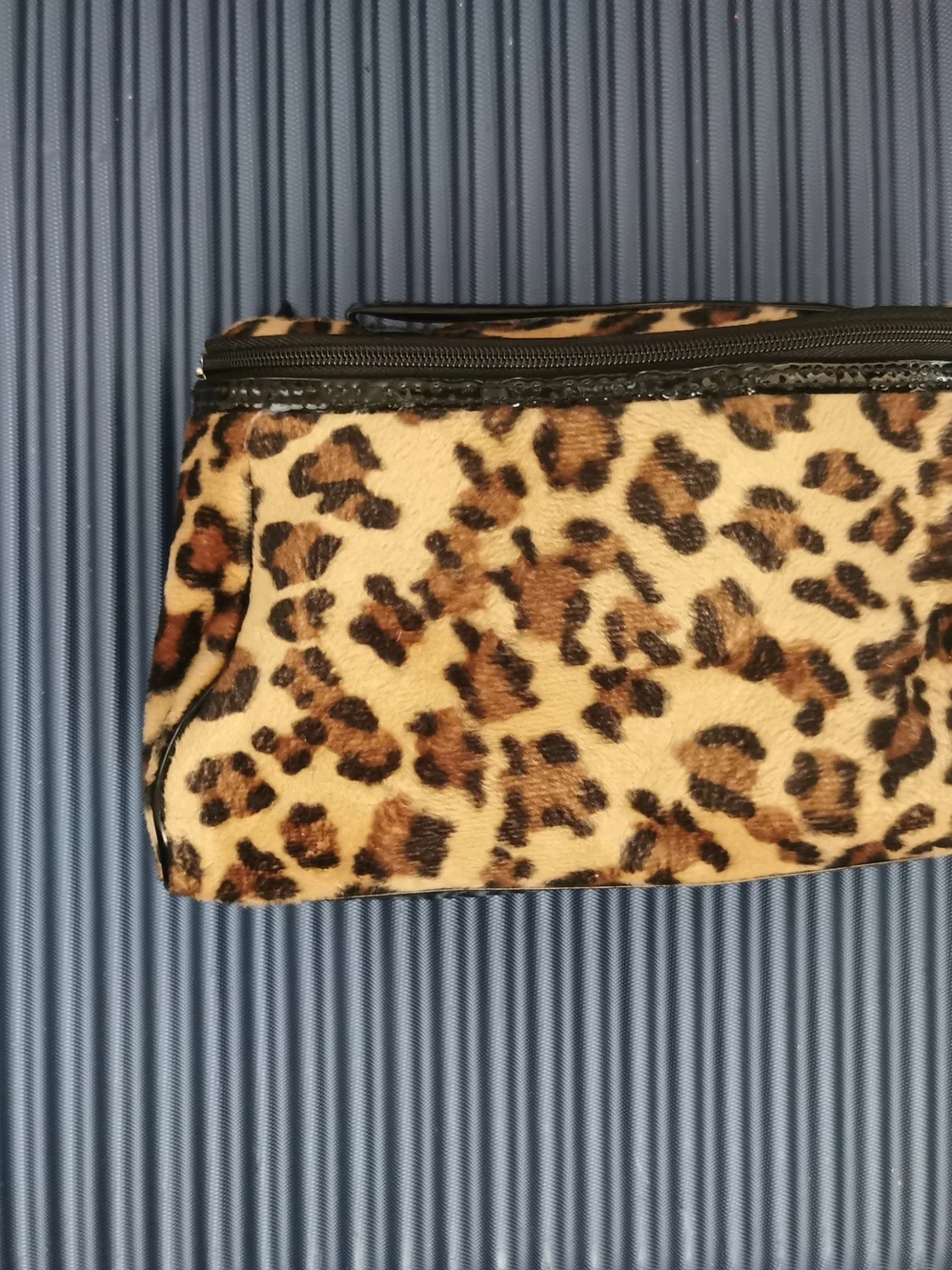 Leopard Print Faux Fur Zip Pouch